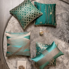 fashion dark green satin jacquard pillowcase bedroom cushion