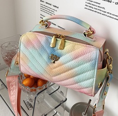 Fashion hand-held one-shoulder rhombus embroidery thread messenger bag 21.5*13.5*10cm