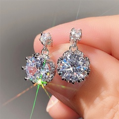 new copper inlaid zircon round pendant earrings