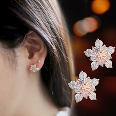 Korean version of zircon snowflake copper earrings