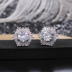 new crystal white zircon hexagonal copper stud earrings