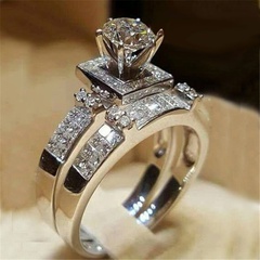 fashion three-dimensional simulation diamond hearts and arrows alloy engagement ring