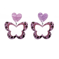 Simple Fashion Butterfly Purple Contrast Color Acrylic Earrings