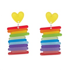 simple fashion acrylic rainbow color three-dimensional printing contrast color earrings