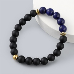 fashion contrast color frosted stone lapis lazuli beaded bracelet diy wholesale