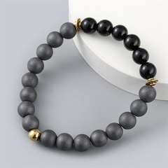 simple solid color black Men's Gallstone Beaded DIY Bracelet wholesale