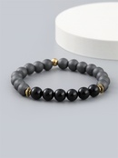 simple solid color black Mens Gallstone Beaded DIY Bracelet wholesalepicture8