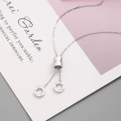 Simple Double Disc Cylinder Pendent 925 Silver Necklace