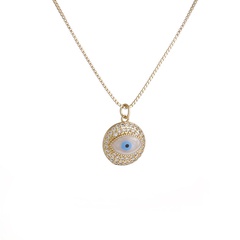 fashion copper micro-encrusted zircon geometric round necklace