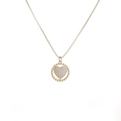 collier pendentif en forme de coeur zircon plaqué or cuivre de mode