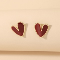 korean style dripping oil heart shaped alloy stud earrings wholesale