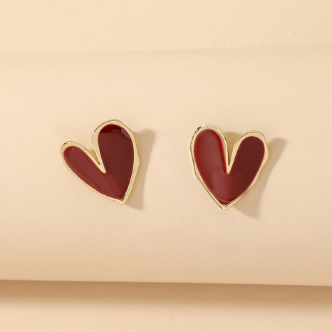 korean style dripping oil heart shaped alloy stud earrings wholesale's discount tags