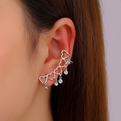 Fashion heart-shaped alloy ear clips zircon hollow letter