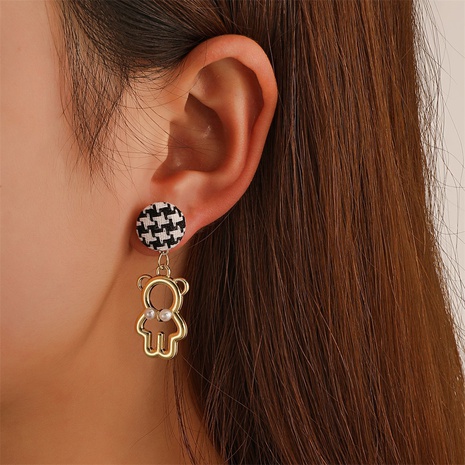 Korean style inlaid Pearl hollowed Bear Earrings wholesale's discount tags