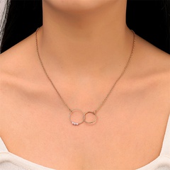 fashion simple double ring pearl alloy necklace
