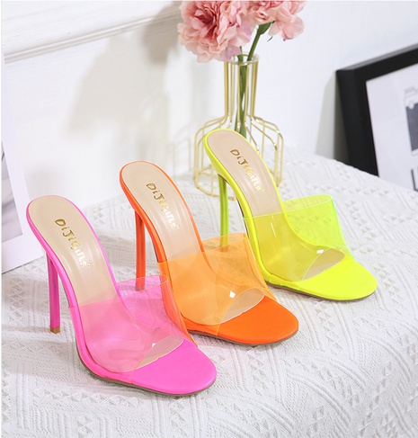 fashion new women's shoes transparent PVC candy color stiletto heel sandals's discount tags