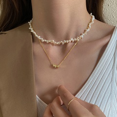 fashion geometric round three-ring diamond alloy necklace