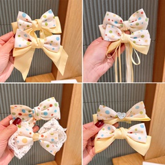 Fashion wave point streamer bow hairpin yellow three-dimensional crown