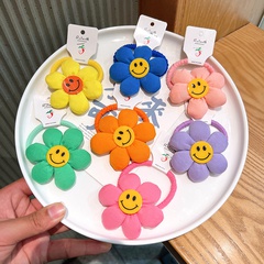 Baby cute flower head rope hair accessories smiley rubber bands