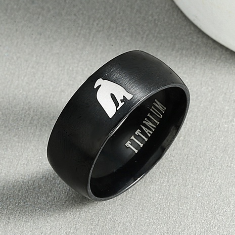 fashion penguin printing titanium steel laser marking ring's discount tags
