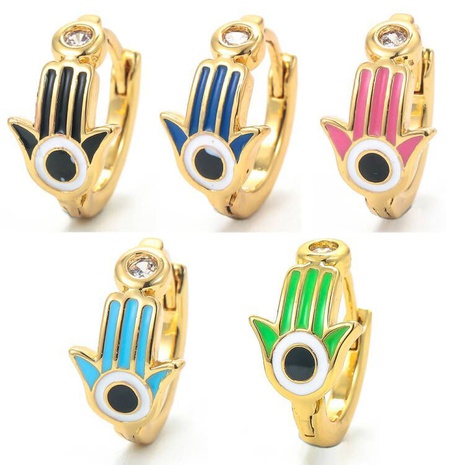 hip-pop color dripping oil devil's eye copper ear buckle wholesale's discount tags