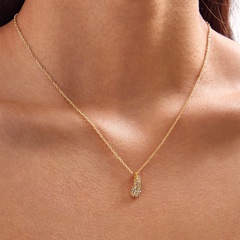 simple alloy diamond simple retro leaf necklace