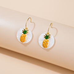 Cute Creative Fruit Pineapple circle shaped acrylic drop Earrings