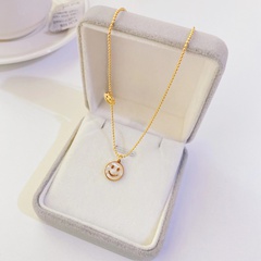 fashion titanium steel plated 18k gold simple smiley face necklace