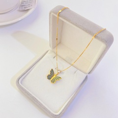 fashion titanium steel butterfly plated 18k gold simple necklace
