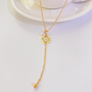 fashion simple titanium steel leaf plated 18k gold necklacepicture9