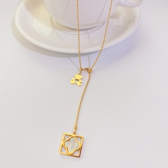 fashion cute titanium steel plated 18k gold bear necklace