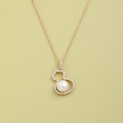 fashion inlaid zirconium pearl gourd pendent 925 sterling silver necklace