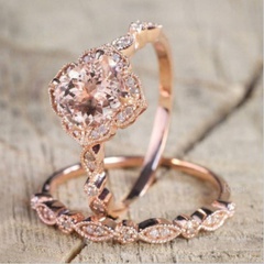 Simple 18k Rose Gold Alloy Micro-Inlaid Square Zircon Ring Engagement Ring
