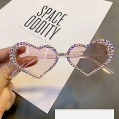 Fashion heart-shaped sunglasses flat mirror diamond anchor