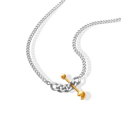Mode einfache Kontrastfarbe Titan Stahl vergoldet 18 Karat Gold Halskette