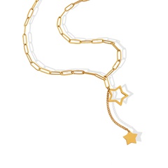 Collier en or 18 carats avec étoile à cinq branches évidée à la mode en acier au titane
