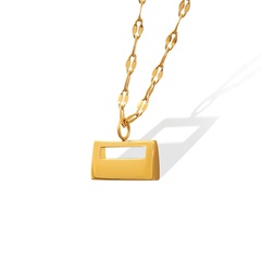 collier pendentif en forme de serrure en acier au titane simple 18K de mode