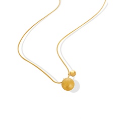 Fashion Frosted Solid Gold Ball Pendant Titanium Steel Necklace