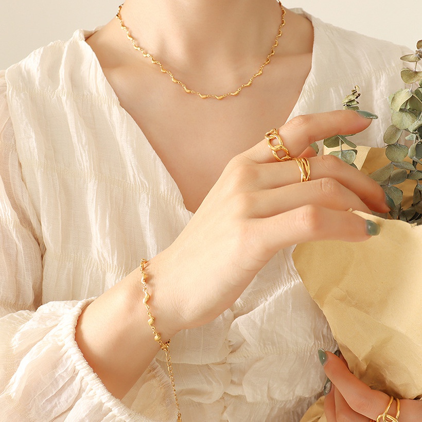 Bijoux Fantaisie Parures Bijoux | Mode Simple Forme De Dauphin En Acier Titane Plaqu Or 18 Bracelet Collier - UP56756