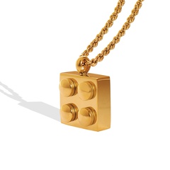 fashion geometric simple square pendant titanium steel necklace