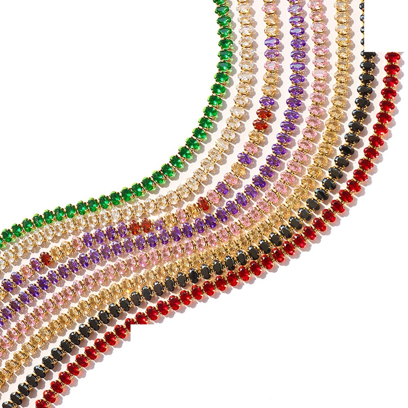 Bijoux Fantaisie Parures Bijoux | Bracelet De Collier En Acier Titane Zircon Color Simple De Mode - EP64588