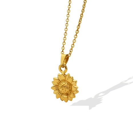 fashion simple sun flower pendant titanium steel necklace's discount tags