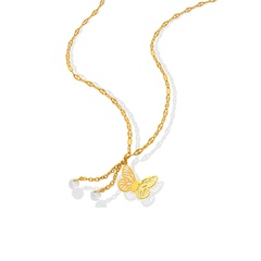 simple fashion butterfly tassel zircon pendant titanium steel necklace