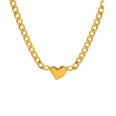 fashion heart-shaped pendant titanium steel 18K gold clavicle chain