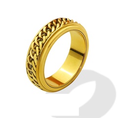 hip-hop titanium steel plated 18K real gold geometric tail ring