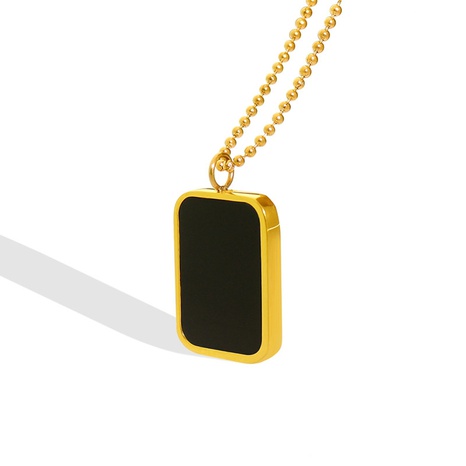 fashion geometric black pendant titanium steel plated 18K gold necklace's discount tags
