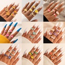 fashion contrast color heart flower bead butterfly oil drip ring setpicture11