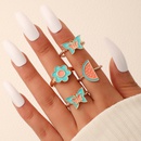 fashion contrast color heart flower bead butterfly oil drip ring setpicture16