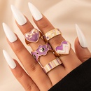 fashion contrast color heart flower bead butterfly oil drip ring setpicture17