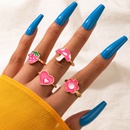 fashion contrast color heart flower bead butterfly oil drip ring setpicture21